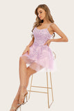 Pink Spaghetti Straps Graduation Dress