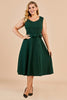 Load image into Gallery viewer, Dark Green Plus Size Vintage Swing Dress