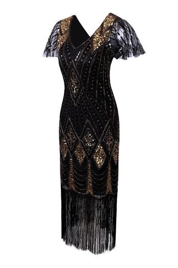 Black Flapper Sequins 1920s Dress