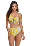 Printed Tie Knotted High Waist Bikini