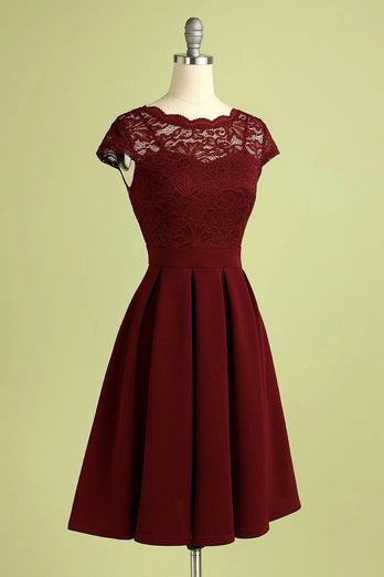 Burgundy Vintage Lace Dress