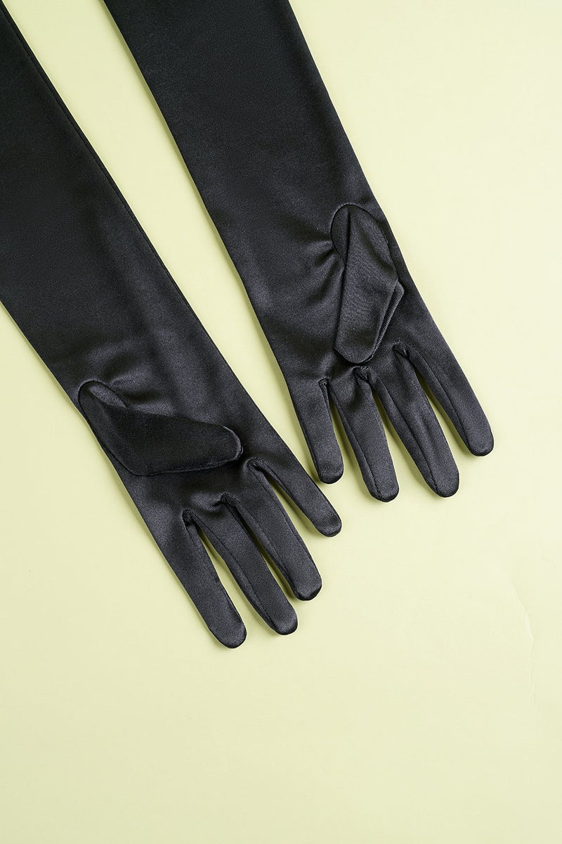 Load image into Gallery viewer, Black 1920s Party Lengthen Gloves