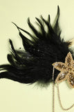 1920s Black Feather Beaded Headband