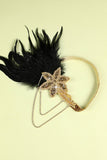 1920s Black Feather Beaded Headband