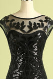 Black 1920s Sequined Flapper Dress