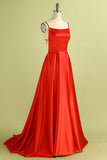 Red Backless Satin Dress