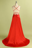 Red Backless Satin Dress