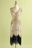 Champagne Fringe Sequins 1920s Dress