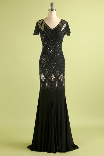 Burgundy Long 1920s Sequined Flapper Formal Dress
