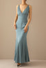Load image into Gallery viewer, Mermaid Blue V Neck Long Prom Dress