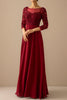 Load image into Gallery viewer, Burgundy Mother of the Bride Dress With Sleeves