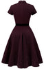 Load image into Gallery viewer, Burgundy 50s Vintage Dress with Sleeves