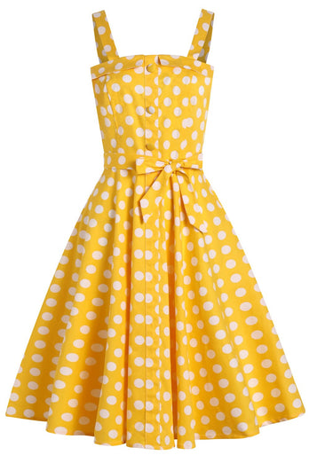 Yellow Polka Dots 1950s Sundress
