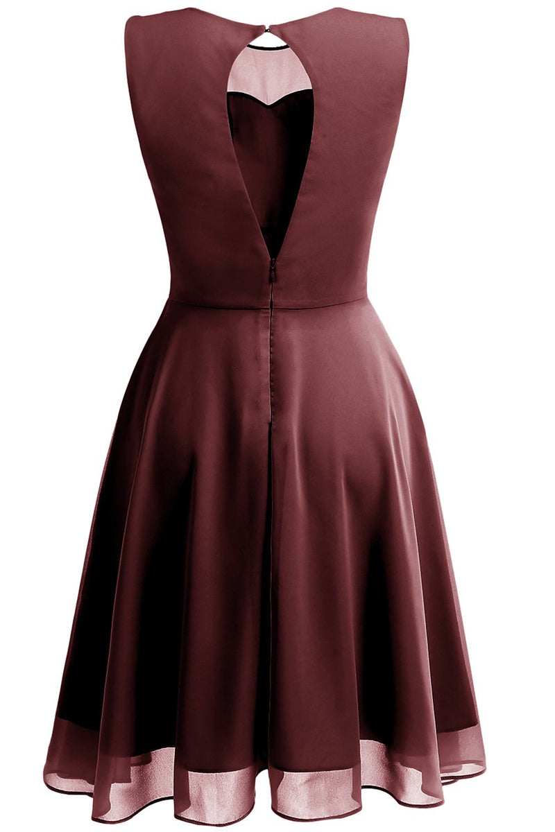 Load image into Gallery viewer, Burgundy Vintage Dress with Keyhole