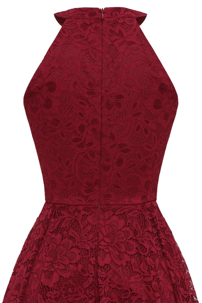 Load image into Gallery viewer, Dark Red Lace Party Dress