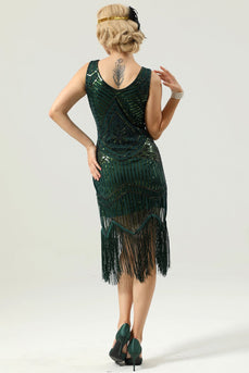 Sequin Fringe 1920s Dress
