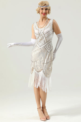 Sequin Fringe 1920s Dress