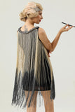 Round Neck Black Fringed 1920s Dress