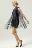 Round Neck Black Fringed 1920s Dress