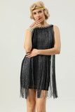 Round Neck Black Fringed 1920s Dress