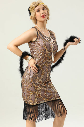 Golden 1920s Gatsby Dress