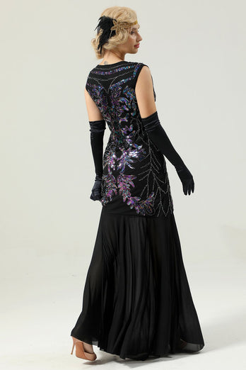 Black Long Sequins 1920s Party Dress