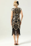 Black Sleeveless Sequin Fringe 1920 Dress