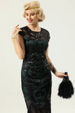 Black Sleeveless Sequin Fringe 1920 Dress