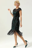 Black Sleeveless Sequin Fringe 1920 Dress