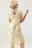 Apricot Beaded Sequin 1920s Dress with Sleeves