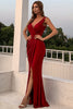 Load image into Gallery viewer, Burgundy Simple Prom Dress with Slit