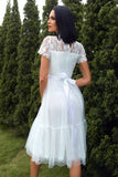 A Line White Lace Wedding Guest Party Dress