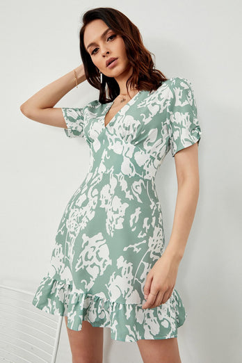 Green Print Summer Dress