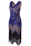 1920s Vintage Royal Blue Sequins Flapper Dress