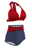 Polka Dots Halter Bikini Swimwear