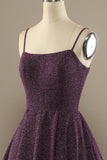 Charming A Line Purple Prom Dress with Split Front