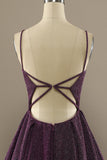 Charming A Line Purple Prom Dress with Split Front