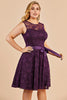 Load image into Gallery viewer, Grape Short Plus Size Lace Dress