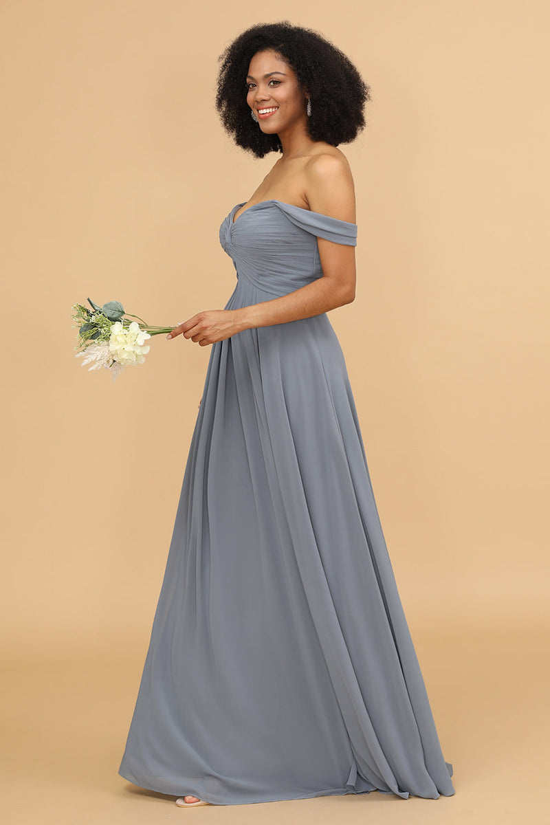 Load image into Gallery viewer, Off the Shoulder Chiffon Bridesmaid Dress