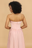 Load image into Gallery viewer, A Line Strapless Blush Satin Long Bridesmaid Dress