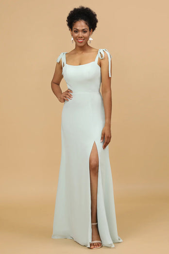 Mint Chiffon Bridesmaid Dress with Slit