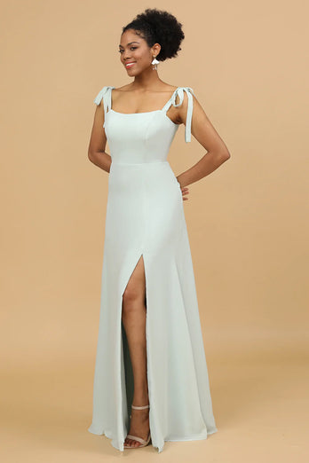 Mint Chiffon Bridesmaid Dress with Slit
