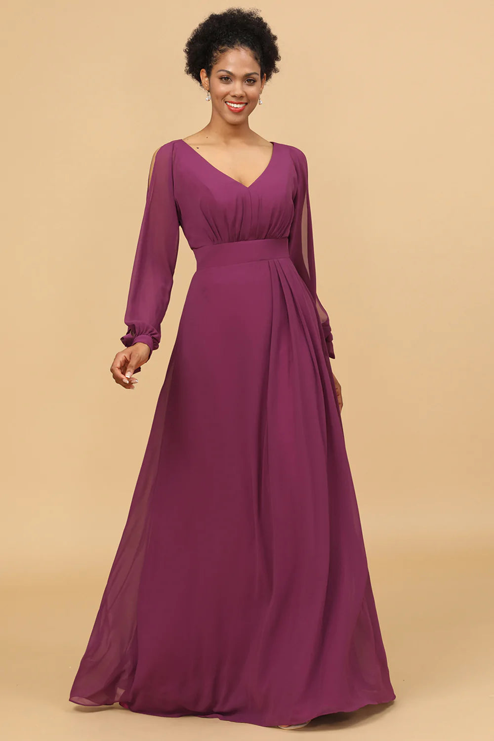 Purple gown for bridesmaid clearance