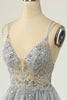 Load image into Gallery viewer, Gorgeous A Line Spaghetti Straps Grey Short Cocktail Dress with Beading