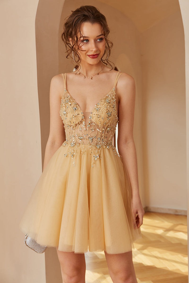 Load image into Gallery viewer, Spaghetti Straps Graduation Dress With Appliques