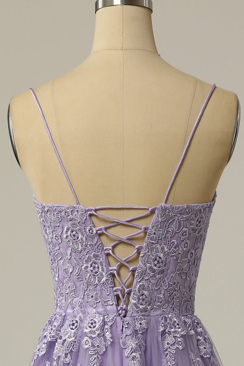 Light Purple Tulle Spaghetti Straps Convertible Tie Back Long Bridesma –  AlineBridal