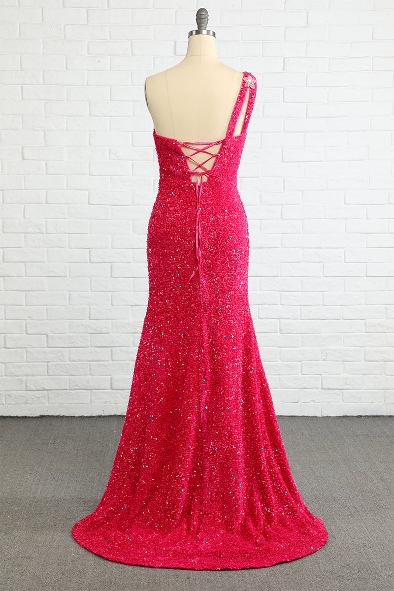 Load image into Gallery viewer, Dark Red Stars Sequins Prom Dress