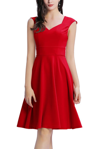 Red Solid Graduation Dress