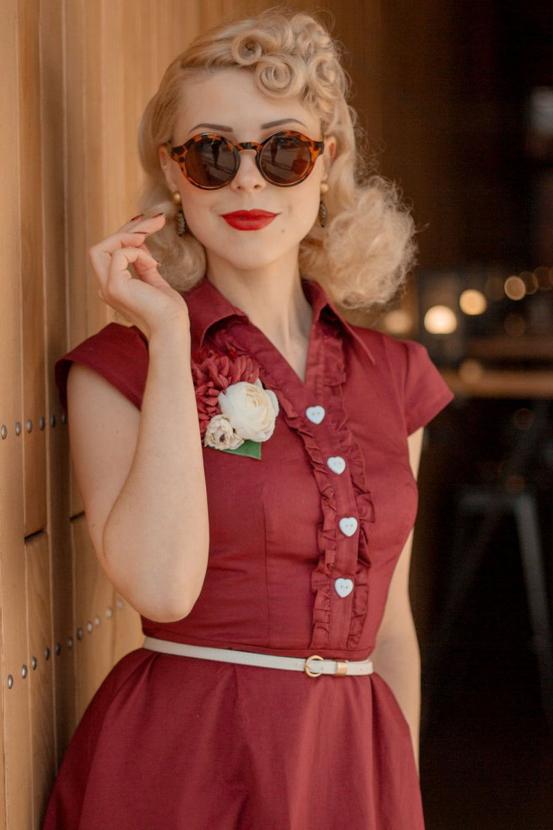 Load image into Gallery viewer, Burgundy 50s Dress