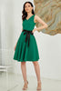 Load image into Gallery viewer, V Neck Green Belted 1950s Dress
